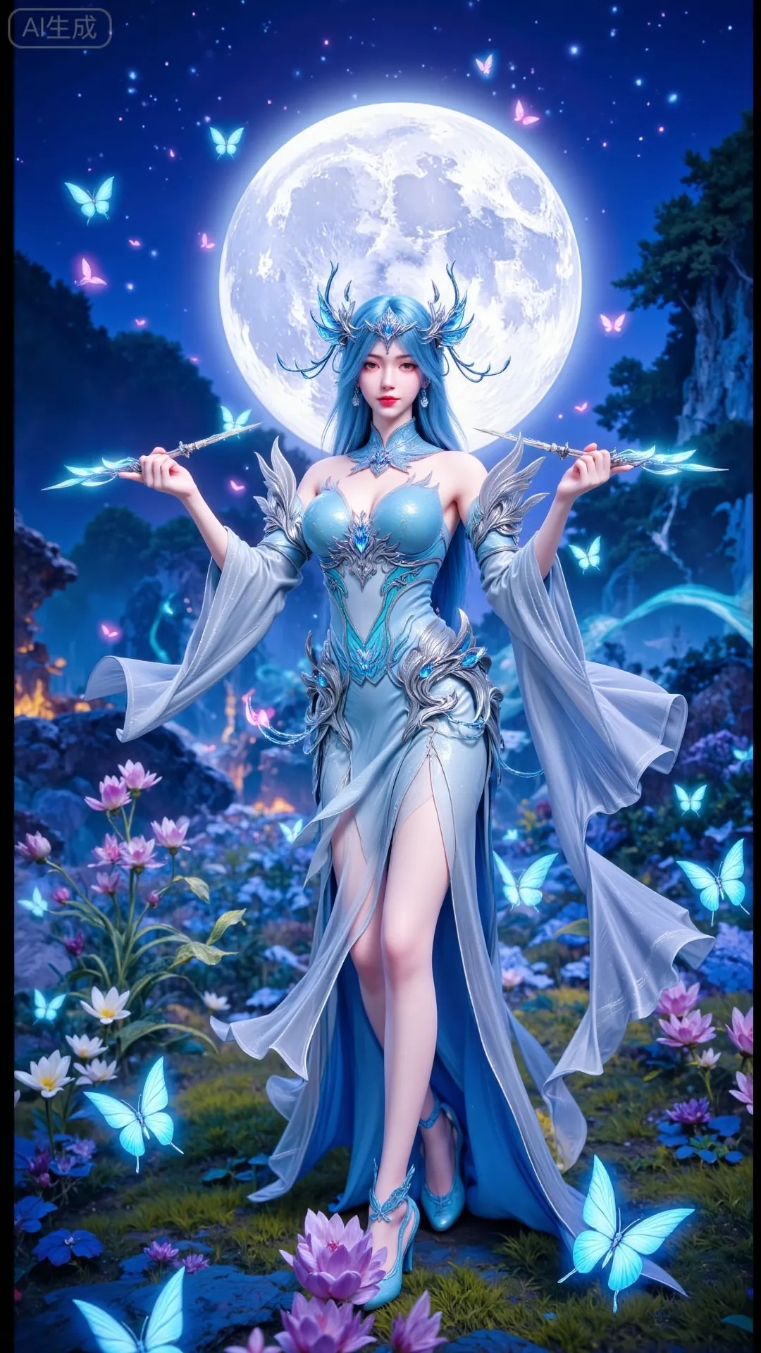 《完美世界》蓝仙高清图片 适配手机壁纸、屏保、锁屏 国漫蓝仙角色形象图_10